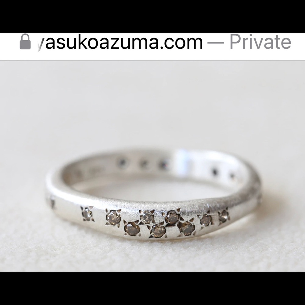 Gorgeous! YASUKO AZUMA Sterling Silver & Diamond Flow 2 Band, Size 8